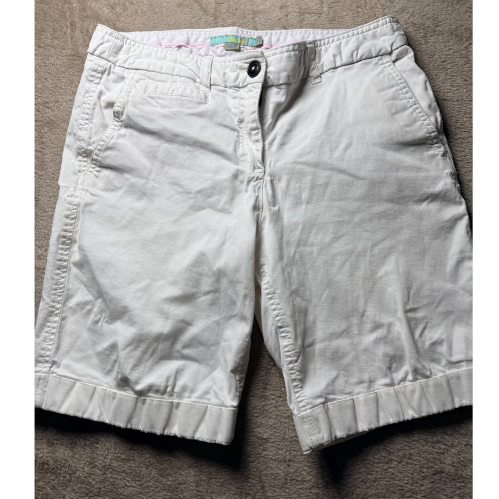 Boden Womens White Chino Bermuda Shorts Size US 6 Summer Coastal Nautical